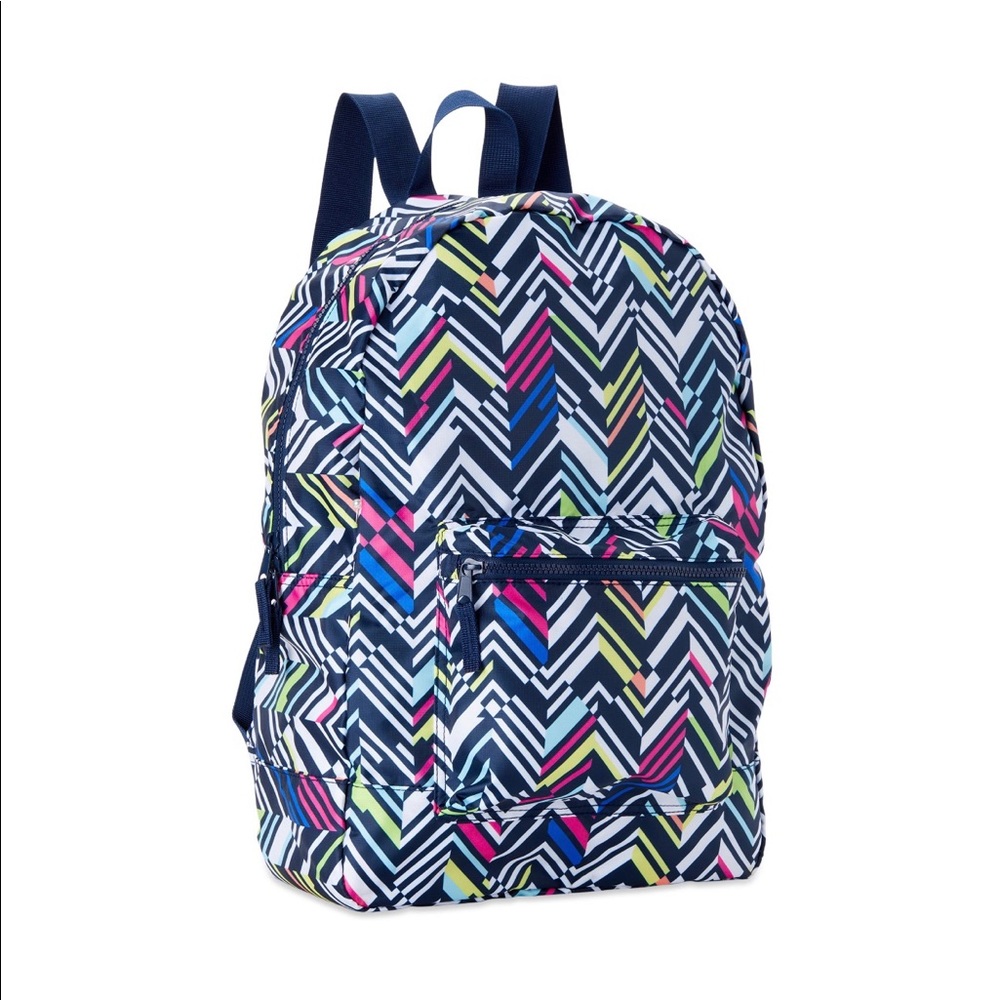 New Colorful zigzag print packable backpack
